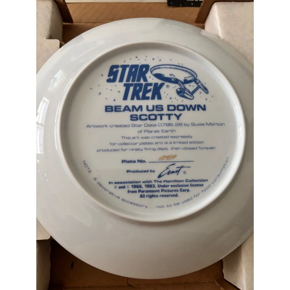 Star Trek Beam Us Down‎ Scotty Collector Plate Susie Morton Hamilton 1983 COA